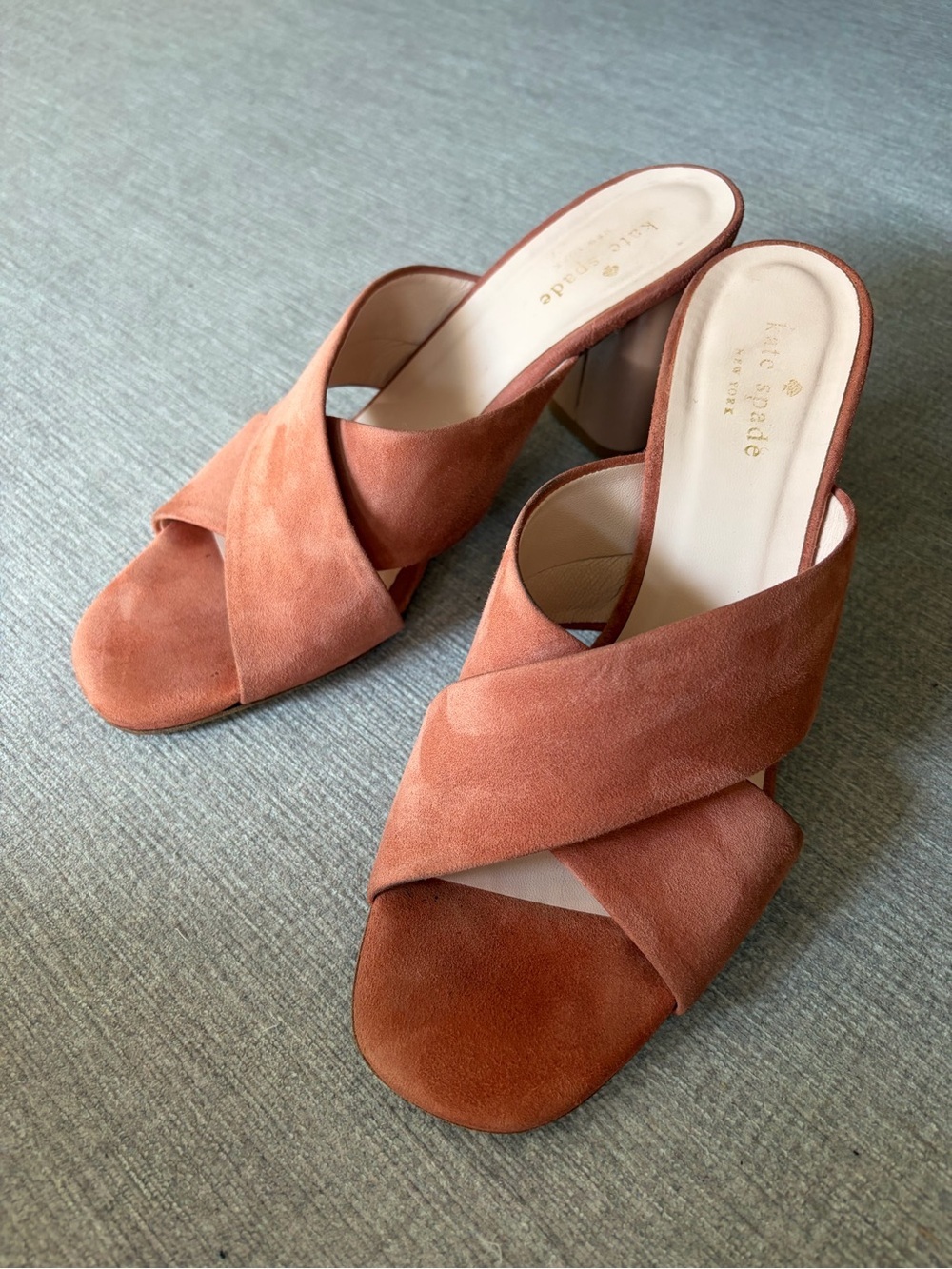 kate spade Women's Coral Suede Crisscross Block Heel Sandals, 9M